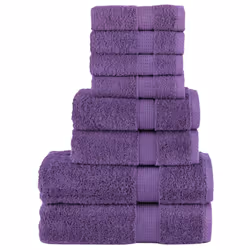 vidaXL Premium Towel Set 8 Piece Absorbent Shower Towel Bath Towels 600 gsm - purple