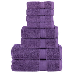 vidaXL Premium Towel Set 8 Piece Absorbent Shower Towel Bath Towels 600 gsm - purple