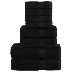 vidaXL Premium Towel Set 8 Piece Absorbent Shower Towel Bath Towels 600 gsm - black