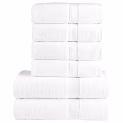 vidaXL Premium Towel Set 6 Piece Absorbent Shower Towel Bath Towels 600 gsm - white