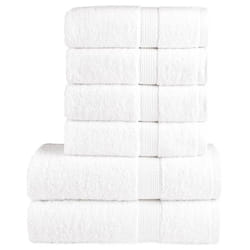 vidaXL Premium Towel Set 6 Piece Absorbent Shower Towel Bath Towels 600 gsm - white
