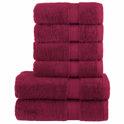 vidaXL Premium Towel Set 6 Piece Absorbent Shower Towel Bath Towels 600 gsm - bordeaux
