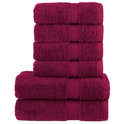 vidaXL Premium Towel Set 6 Piece Absorbent Shower Towel Bath Towels 600 gsm - bordeaux