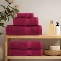vidaXL Premium Towel Set 6 Piece Absorbent Shower Towel Bath Towels 600 gsm - bordeaux