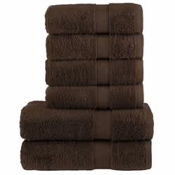 vidaXL Premium Towel Set 6 Piece Absorbent Shower Towel Bath Towels 600 gsm - brown