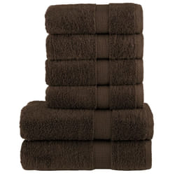 vidaXL Premium Towel Set 6 Piece Absorbent Shower Towel Bath Towels 600 gsm - brown