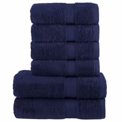 vidaXL Premium Towel Set 6 Piece Absorbent Shower Towel Bath Towels 600 gsm - navy blue