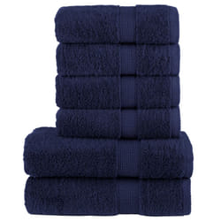 vidaXL Premium Towel Set 6 Piece Absorbent Shower Towel Bath Towels 600 gsm - navy blue