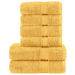 vidaXL Premium Towel Set 6 Piece Absorbent Shower Towel Bath Towels 600 gsm - gold