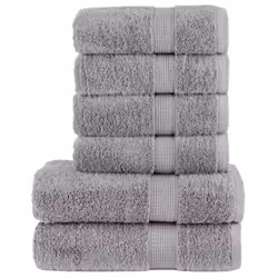 vidaXL Premium Towel Set 6 Piece Absorbent Shower Towel Bath Towels 600 gsm - grey