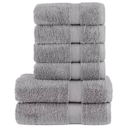 vidaXL Premium Towel Set 6 Piece Absorbent Shower Towel Bath Towels 600 gsm - grey