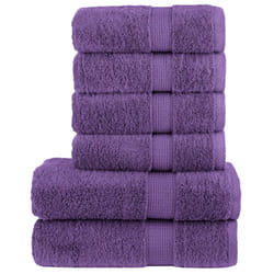 vidaXL Premium Towel Set 6 Piece Absorbent Shower Towel Bath Towels 600 gsm - purple