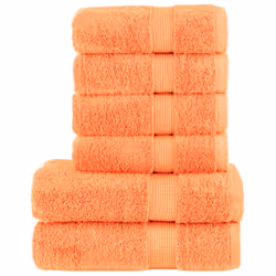 vidaXL Premium Towel Set 6 Piece Absorbent Shower Towel Bath Towels 600 gsm - orange