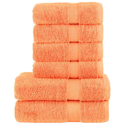 vidaXL Premium Towel Set 6 Piece Absorbent Shower Towel Bath Towels 600 gsm - orange