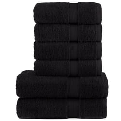 vidaXL Premium Towel Set 6 Piece Absorbent Shower Towel Bath Towels 600 gsm - black