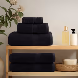 vidaXL Premium Towel Set 6 Piece Absorbent Shower Towel Bath Towels 600 gsm - black - Additional view 2