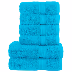 vidaXL Premium Towel Set 6 Piece Absorbent Shower Towel Bath Towels 600 gsm - turquoise