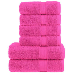 vidaXL Premium Towel Set 6 Piece Absorbent Shower Towel Bath Towels 600 gsm - pink