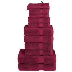 vidaXL Premium Towel Set 12 Piece Shower Towel Bath Towel 600 gsm 100% Cotton - bordeaux