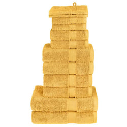 vidaXL Premium Towel Set 12 Piece Shower Towel Bath Towel 600 gsm 100% Cotton - gold