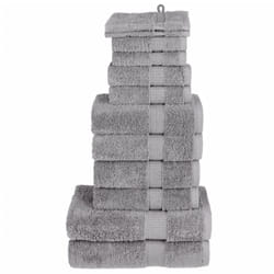 vidaXL Premium Towel Set 12 Piece Shower Towel Bath Towel 600 gsm 100% Cotton - grey
