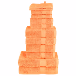 vidaXL Premium Towel Set 12 Piece Shower Towel Bath Towel 600 gsm 100% Cotton - orange