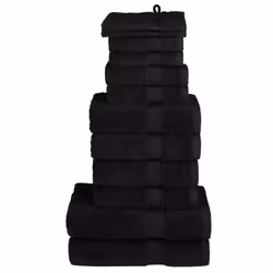 vidaXL Premium Towel Set 12 Piece Shower Towel Bath Towel 600 gsm 100% Cotton - black