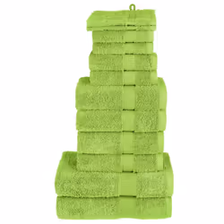 vidaXL Premium Towel Set 12 Piece Shower Towel Bath Towel 600 gsm 100% Cotton - apple green