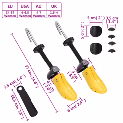vidaXL Shoe Stretchers with Shoe Horn Boot Stretcher Shoe Expander Plastic - yellow, 34-37/37 x 9 x 6.5 cm