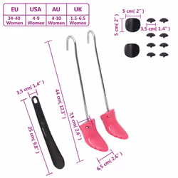 vidaXL Shoe Stretchers with Shoe Horn Boot Stretcher Shoe Expander Plastic - pink, 34-40/44 x 6.5 x 7.5 cm