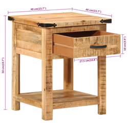 vidaXL Bedside Cabinet Nightstand Bedroom End Table Bed Table Solid Wood Mango - Additional view 8