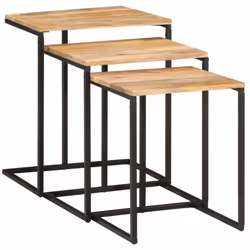 vidaXL Nesting Tables Telephone Table Coffee Table 3 pcs Solid Wood Acacia - Additional view 10