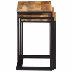 vidaXL Nesting Tables Telephone Table Coffee Table 3 pcs Solid Wood Acacia - Additional view 4