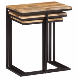 vidaXL Nesting Tables Telephone Table Coffee Table 3 pcs Solid Wood Acacia - Additional view 5