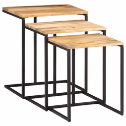 vidaXL Nesting Tables Telephone Table Coffee Table 3 pcs Solid Wood Acacia - Additional view 9