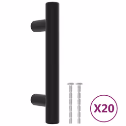 vidaXL Cabinet Handles Door Handles Furniture Drawer Pull Stainless Steel - black, 64 mm/ 20 pcs