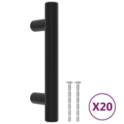 vidaXL Cabinet Handles Door Handles Furniture Drawer Pull Stainless Steel - black, 64 mm/ 20 pcs