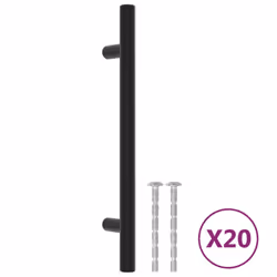 vidaXL Cabinet Handles Door Handles Furniture Drawer Pull Stainless Steel - black, 128 mm/ 20 pcs