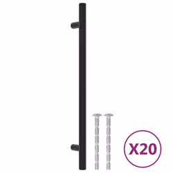 vidaXL Cabinet Handles Door Handles Furniture Drawer Pull Stainless Steel - black, 192 mm/ 20 pcs