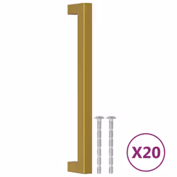 vidaXL Cabinet Handles Door Handles Furniture Drawer Pull Stainless Steel - gold, 192 mm/ 20 pcs