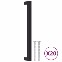 vidaXL Cabinet Handles Door Handles Furniture Drawer Pull Stainless Steel - black, 224 mm/ 20 pcs