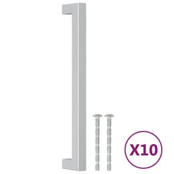 vidaXL Cabinet Handles Door Handles Furniture Drawer Pull Stainless Steel - silver, 192 mm/ 10 pcs
