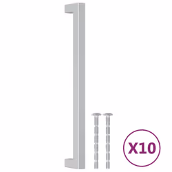 vidaXL Cabinet Handles Door Handles Furniture Drawer Pull Stainless Steel - silver, 224 mm/ 10 pcs