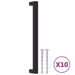 vidaXL Cabinet Handles Door Handles Furniture Drawer Pull Stainless Steel - black, 224 mm/ 10 pcs