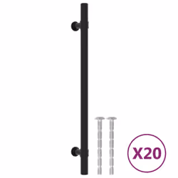 vidaXL Cabinet Handles Door Handles Furniture Drawer Pull Stainless Steel - black, 192 mm/ 20 pcs