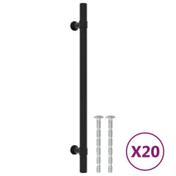 vidaXL Cabinet Handles Door Handles Furniture Drawer Pull Stainless Steel - black, 192 mm/ 20 pcs