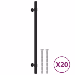 vidaXL Cabinet Handles Door Handles Furniture Drawer Pull Stainless Steel - black, 224 mm/ 20 pcs