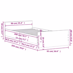 vidaXL Bed Frame with Headboard and Footboard Mattress Foundation Bed Base - concrete grey, 90 x 200 cm - Additional view 8