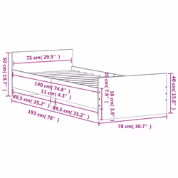 vidaXL Bed Frame with Headboard and Footboard Mattress Foundation Bed Base - concrete grey, 75 x 190 cm - Additional view 8