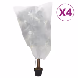 vidaXL Plant Fleece Covers with Drawstring Garden Frost Protection 70 g/m² - white, 0.8 x 1 m/ 4 pcs